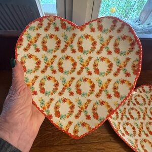 Two Heart Shaped Plates in the XOXO Pattern by 222 Fifth